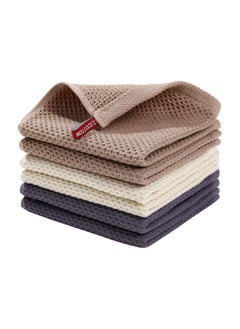 Buy 100% Cotton Kitchen Dish Cloths, Quick Drying Dish Towels, 34x34 CM , 4-Pack, (Mixed Color) in UAE