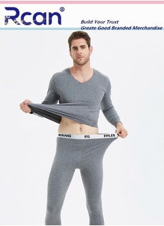 Buy 2 Piece Men's Thermal Underwear Set Quick Drying V Neck Winter Lightweight Slim Fitting Long Sleeved T-Shirt and Long Pants Basic Layer Bottoming Shirt Set Plus Size in Saudi Arabia