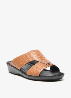 Buy Mens Textured Slip-On Arabic Sandals With Metal Accent in UAE