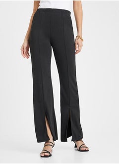 Buy High Rise Front Slit Detail Flare Pant in Saudi Arabia