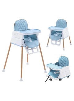 Buy Baby High Chair, Adjustable Infant Chair with Detachable Double Tray, Toddler Dining Chair for Babies (Light Blue) in Saudi Arabia