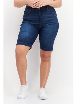 Buy Women Solid Denim Shorts, Blue in UAE