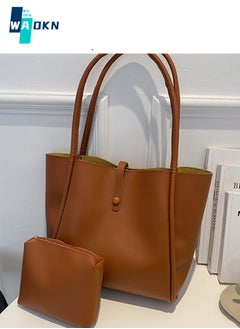 Buy Korean Version of Solid Color Mother Bag New Women's Bag Simple Portable Tote Bag Large Capacity Fashion Shoulder Bag in UAE