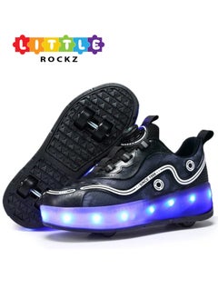 اشتري Double Wheel LED Flash Light Fashion Shiny Sneaker Skate Heelys Shoes With Lightning Sole في الامارات