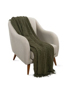 اشتري Waffle Throw Winter Green - 127X152 Cm في الامارات