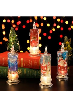 اشتري LED Candles, Electronic Candle, Flameless Candles with Santa Claus, Snowman,Decals Set, LED Candles for Birthday, Proposal Decorations, Fake Candles for Holiday Gift 4 PCS في الامارات