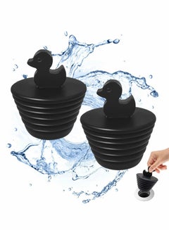 Buy Universal Bathtub Stopper 2 Pack Drain Stoppers for and Bathroom Sink Drains Kitchen Silicone Black Duck in UAE