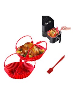 Buy Air Fryer Silicone Liner, 8 inch Food Grade Reusable Silicone Air Fryer Liners/Baskets/Pots with Basting Brush, 2 Pack Air Fryer Accessories for Replacing Parchment Liner Paper, Easy to Clean in Saudi Arabia