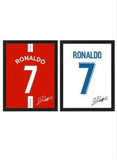 Buy Set of 2, Cristiano Ronaldo Autographed Jersey - Framed Poster 30x40cm - CR7 -Football Memorabilia, Soccer Collectible, Gift for Fans in UAE