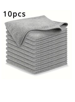 Buy Microfiber Cleaning Cloth Grey, 25x25cm 10 Packs. Kitchen Cleaning Towels Cleaning Cloth, Hand Towels, Car Cleaning Cloth Towels, Table Towel High Absorbent Rags Cloth Towels, Lint-Free Reusable Towel in UAE