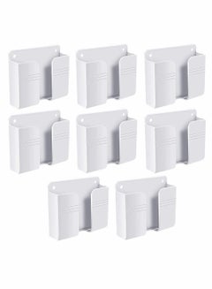 اشتري 8 Pieces Wall Mount Phone Holder, Adhesive Remote Control Storage Box Charging Stand Holder Non Slip Media Organizer for Bedroom Kitchen Bathroom (White) في الامارات