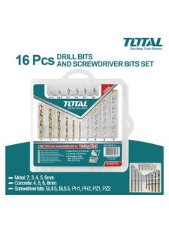Buy T0TAL TACSD3165 16 Pcs Drill Bits And Screwdriver Bits Set, Multifunction Drill Bit Set in Saudi Arabia