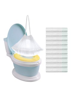 اشتري 100pcs Portable Potty Chair Liners with Drawstring Potty Bags Disposable for Baby Toilet Potty Training Seat, Travel Universal Toilet Seat Cleaning Bag for Kids Toddlers في الامارات