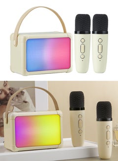 Buy Mini Karaoke Machine, Dual Wireless Bluetooth Karaoke Microphone with RGB Bluetooth Speaker, Portable Party Karaoke Speaker with Mic, Gifts for Kids and Adults (Beige) in Saudi Arabia