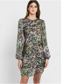 Buy Floral Print Ruched Dress in UAE