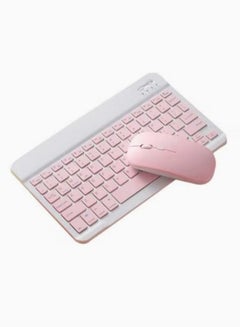 Buy Wireless Bluetooth Three System Universal Mobilephone and Tablet Keyboard with Mouse Set - English Pink in Saudi Arabia