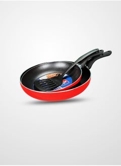 Buy Nonstick Frypan Set 22cm and 24cm Frypan with Nylon Ladle, Scratch Resistant and Easy to Clean in Saudi Arabia