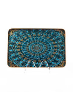 Buy Turquoise Gilded Rectangular Medium Serving Tray in Saudi Arabia