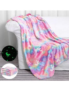 اشتري Glow in The Dark Blanket Unicorn Gifts for Girls Unicorn Party Blankets Luminous Girls Toys Soft Kids Blankets for 1-10 Year Old Girl Birthday Thanksgiving Gifts في الامارات