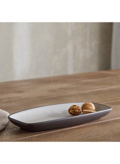 Buy Home Box Mocha Mist 2-Tone Melamine Oval Serving Platter 27.94 x 3.3 x 13.79 cm in UAE