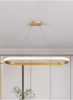 Buy Modern Oval LED Chandelier Dining Room, Gold Acrylic Chandelier Light for Kitchen Island Table, Study, Dimmable & Height Adjustable Chandeliers lamp in UAE