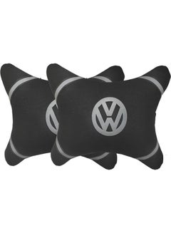 اشتري Set Of 2 Fabric Comfortable Neck Pillow With Reflected Volkswagen Car Logo - Black White في مصر
