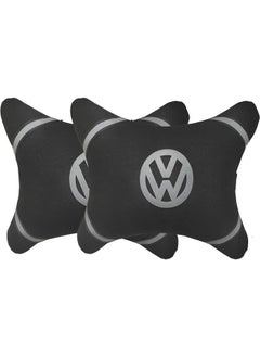 Buy Set Of 2 Fabric Comfortable Neck Pillow With Reflected Volkswagen Car Logo - Black White in Egypt