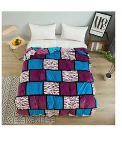 اشتري Super Comfortable Soft Mink Feel Blanket Velvet Stripes Pattern Throw Blanket on Sofa/Bed/Travel Breathable في الامارات