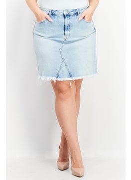 اشتري Women Solid Mini Denim Skirt, Blue في الامارات