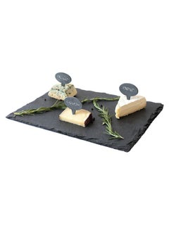 Buy Rectangle Slate Serving Dish Tray, Dessert Pastry Display Platter, Stone Charcuterie Board, Cheese Plate for Gourmet Food, Drink, Snack, Candy, Sushi, Cake, Appetizer, Fruit, Meat - 30*20cm - Black in UAE