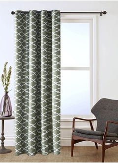 اشتري 1 Panel Classic Printed Blackout Curtain Green/White 140x240cm في الامارات