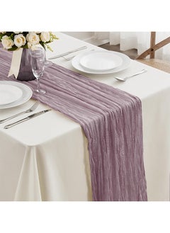 Buy Translucent Table Runner, Cheesecloth Table, for Wedding Reception Bridal Shower Party Decoration Table Centerpiece 90*340cm Purple in UAE