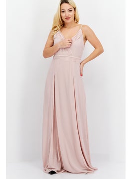 Buy Women Solid Maxi Bridesmaid Dress, Dusty Pink in UAE