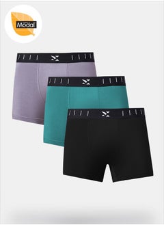 اشتري Pack of 3 - Solid Trunks with Brand Icon Waistband في السعودية