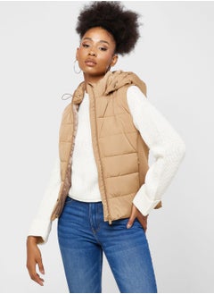 Buy Zip Through Hooded Vest Coat in UAE