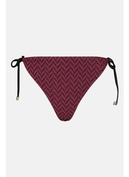 اشتري Women Metallic Textured Triangle Tie Bikini Bottom, Maroon في الامارات