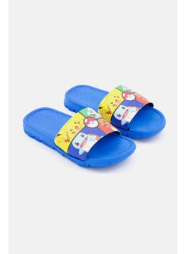 اشتري Toddlers Boy Slip On Graphic Printed Slippers, Blue Combo في الامارات