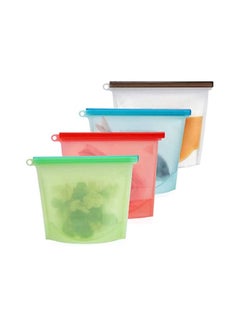 Buy Reusable Versatile Silicone Food And Liquids Storage Bags Microwave and Freezer Safe with Measurements 1000ml 4 Pack in Egypt