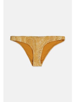 Buy Women Printed Bikini Bottom, Yellow in Saudi Arabia