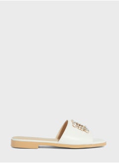 Buy Diamante Edge Square Cutout Flat Sandal in UAE