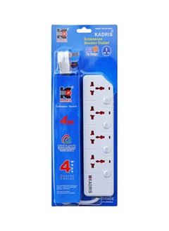 اشتري Power Strips KD1604S Heavy Duty Extension Cord with 4 way Outlets with switches, Charging Socket with 4 meter Heat resistant  Extension Cord (White) في الامارات