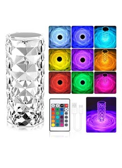 اشتري Crystal Diamond Table Lamp RGB 16 Colors USB Charging Touch Lamp Bedside Night Light With Remote Control Acrylic Rose Rays Led Ambient Mood Lamp For Bedroom Living Room Guest Room Bar And Restaurant في الامارات