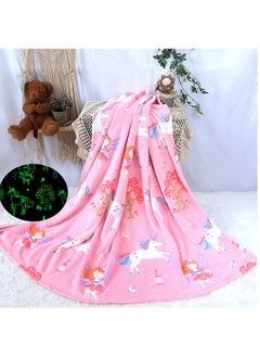 Buy Kids Glow in The Dark Blanket Soft Throw All Seasons for Couch Sofa Bed 150 x 120cm in UAE