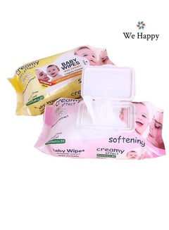 Buy Pack of 2 Baby Wipes Soft and Gentle Cleansing Wet Towels Perfect for Sensitive Skin 80 Pcs each in UAE