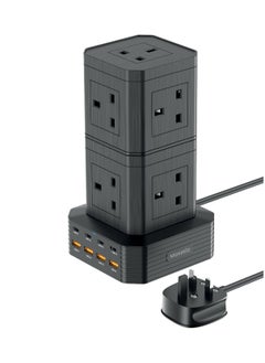 Buy Moxedo Smart Hub Power Strip 17 in 1 9 AC Sockets + 4 USB-C Ports + 4 USB-A Ports 3250W GaN Tower Surge Extension Multi-Socket, 2 Layers Detachable Electric Charging Station with 2 Meters Power Cord in UAE