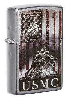 Buy U.S. Marine Corps. Street Chrome Windproof Lighter in UAE