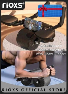 Buy Auto-Rebound Abdominal Wheel with Elbow Support for Men and Women Abdominal Roller Exercise Equipment with Smart Counter and Mobile Phone Holder and Pads in UAE