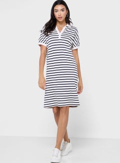 Buy Polo Neck Striped T-Shirt Dress in UAE