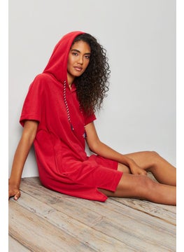 Buy Women Plain Beachwear Dress, Red in UAE