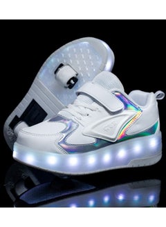 اشتري New Double Wheel Skate Shoe Luminous Pulley Shoes في الامارات